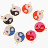 50pcs Yin Yang Flower Alloy Charms Pendant Beads Sweet Heart DIY Jewelry