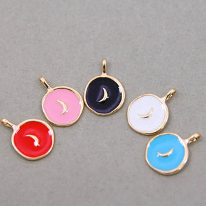 50pcs Moon Enamel Charms for Jewelry DIY 18*25mm