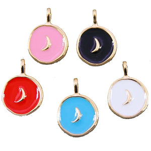 50pcs Moon Enamel Charms for Jewelry DIY 18*25mm