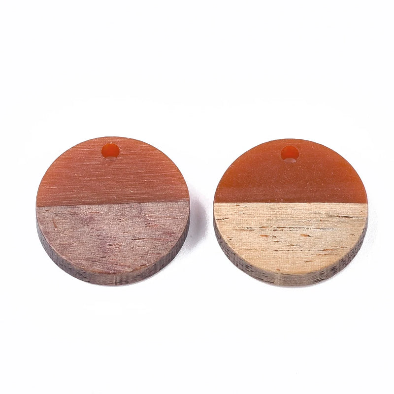 50pcs 18mm Resin Wooden Round Pendants for DIY Jewelry Making