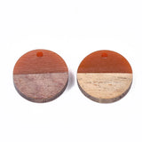 50pcs 18mm Resin Wooden Round Pendants for DIY Jewelry Making