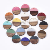 50pcs 18mm Resin Wooden Round Pendants for DIY Jewelry Making