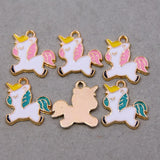 50pcs Unicorn Charms White & Pink Enamel For DIY Jewelry 19*21mm