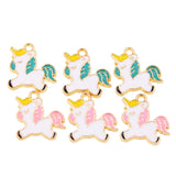 50pcs Unicorn Charms White & Pink Enamel For DIY Jewelry 19*21mm