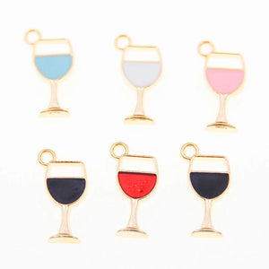 50pcs 19*9mm Wine Glass Charms DIY Jewelry Making Supplies