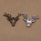 50pcs Deer Antlers Charms Pendants Vintage Bronze Deer Head Charm Pendant