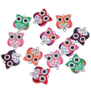 50pcs Enamel Colorful Owl Charms for Jewelry Making DIY Necklaces Bracelets