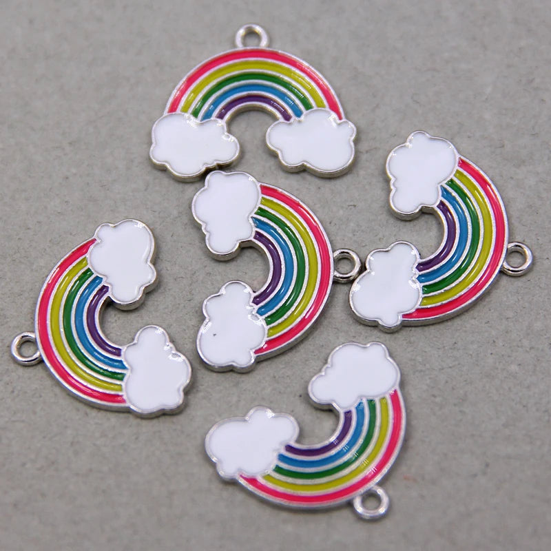 50pcs Rainbow Enamel Cloud Charms for Jewelry Making DIY Crafting
