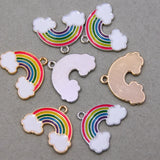 50pcs Rainbow Enamel Cloud Charms for Jewelry Making DIY Crafting