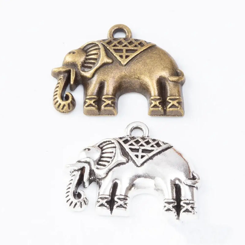50pcs Vintage Elephant Charms for DIY Jewelry Making