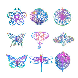 50pcs Stainless Steel Butterfly Flower Pendant Charms for DIY Earring