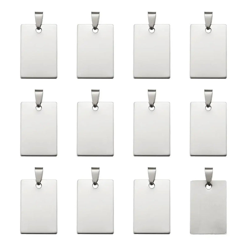 50pcs 201 SS Rectangle Stamping Tag Pendants with Bail F80 DIY Jewelry Making