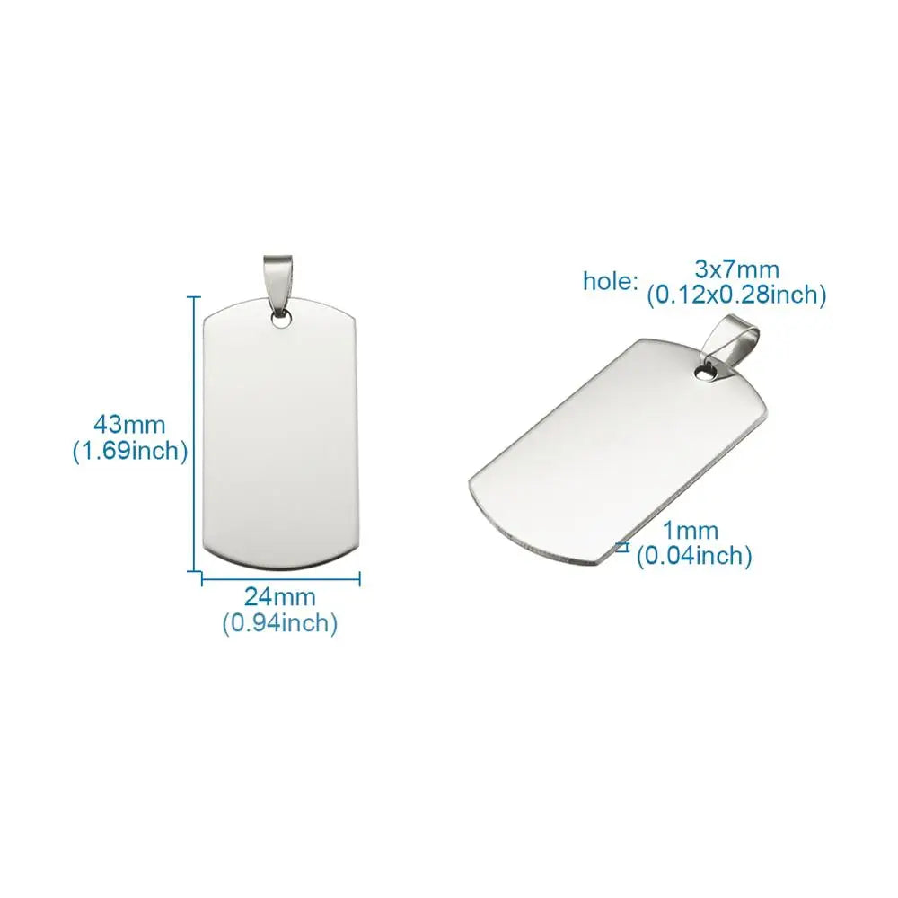50pcs 201 SS Rectangle Stamping Tag Pendants with Bail F80 DIY Jewelry Making