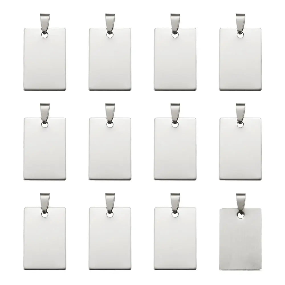 50pcs 201 SS Rectangle Stamping Tag Pendants with Bail F80 DIY Jewelry Making