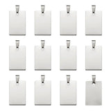 50pcs 201 SS Rectangle Stamping Tag Pendants with Bail F80 DIY Jewelry Making