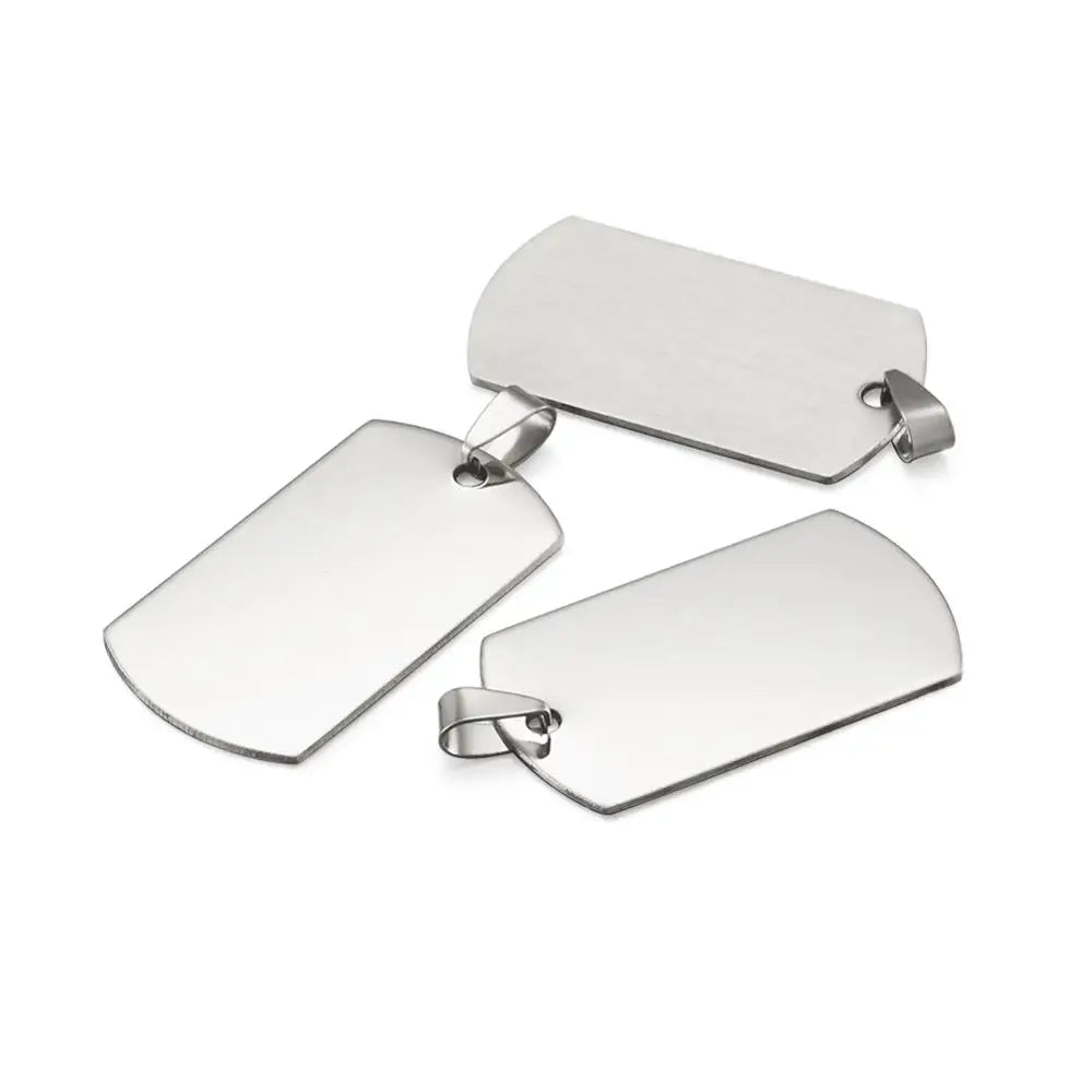 50pcs 201 SS Rectangle Stamping Tag Pendants with Bail F80 DIY Jewelry Making