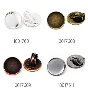 50pcs 20mm Earring Clip Base Brass Shallow Bezel Blank