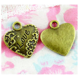 50pcs Antique Bronze Love Heart Letter Pendant DIY Jewelry Accessories