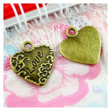 50pcs Antique Bronze Love Heart Letter Pendant DIY Jewelry Accessories