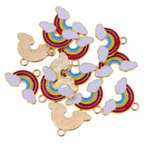 50pcs Rainbow Cloud Shape Alloy Enamel Pendants for DIY Jewelry Making