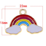 50pcs Rainbow Cloud Shape Alloy Enamel Pendants for DIY Jewelry Making