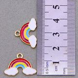 50pcs Rainbow Cloud Shape Alloy Enamel Pendants for DIY Jewelry Making