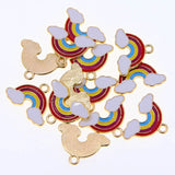 50pcs Rainbow Cloud Shape Alloy Enamel Pendants for DIY Jewelry Making
