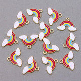 50pcs Rainbow Cloud Shape Alloy Enamel Pendants for DIY Jewelry Making