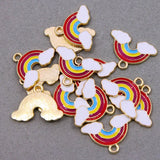 50pcs Rainbow Cloud Shape Alloy Enamel Pendants for DIY Jewelry Making