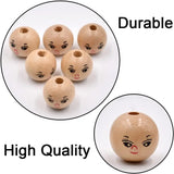 50pcs 22mm Smiling Face Wooden Beads for DIY Jewelry Making Crafts, 2 Colors