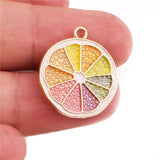 50pcs 23*20mm Golden Alloy Enamel Lemon Slices Pendant for DIY Jewelry Making