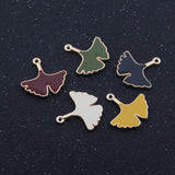 50pcs Enamel Ginkgo Leaf Charms Pendant for Jewelry Making DIY
