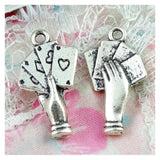 50pcs Poker Charms Antique Silver/Bronze Plated Four Aces Hand Cards