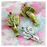 50pcs Poker Charms Antique Silver/Bronze Plated Four Aces Hand Cards