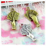 50pcs Poker Charms Antique Silver/Bronze Plated Four Aces Hand Cards