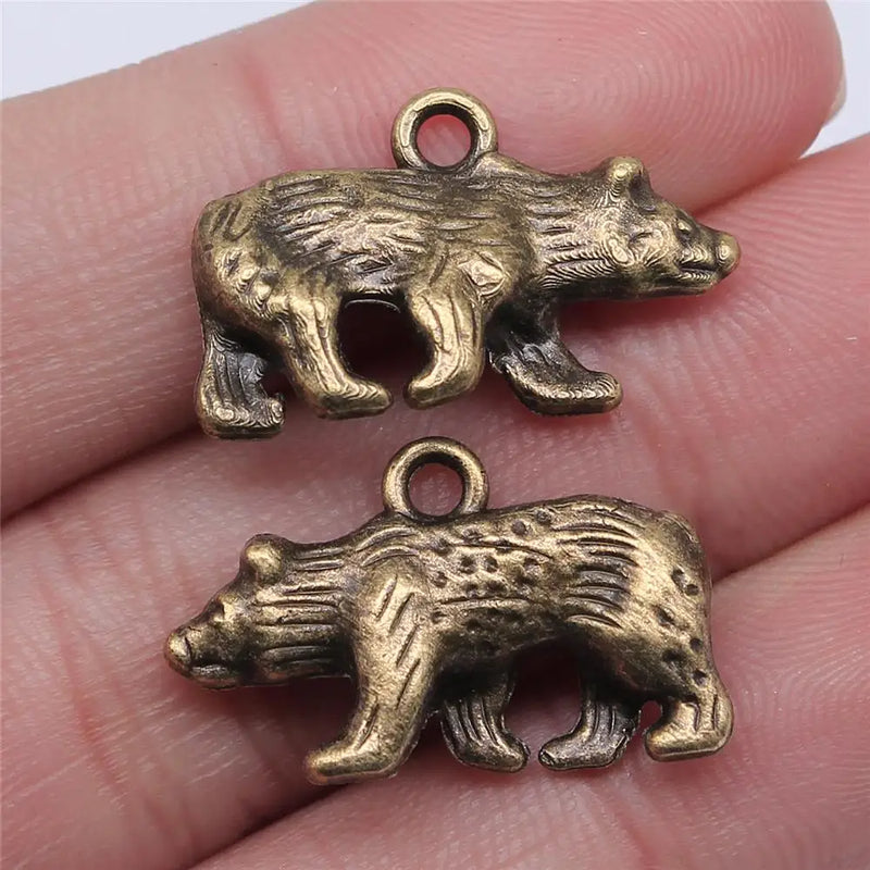 50pcs Antique Bronze Bear Pendant Charm 24x15mm
