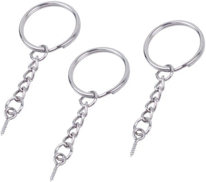 50pcs 25mm Split Key Rings Key Chain Extend Chain 12mm Screw Eye Pin Silver