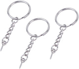 50pcs 25mm Split Key Rings Key Chain Extend Chain 12mm Screw Eye Pin Silver
