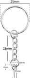 50pcs 25mm Split Key Rings Key Chain Extend Chain 12mm Screw Eye Pin Silver