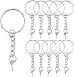 50pcs 25mm Split Key Rings Key Chain Extend Chain 12mm Screw Eye Pin Silver