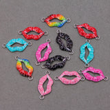 50pcs Romantic Enamel Red Lips Charms for Jewelry Making