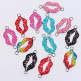 50pcs Romantic Enamel Red Lips Charms for Jewelry Making