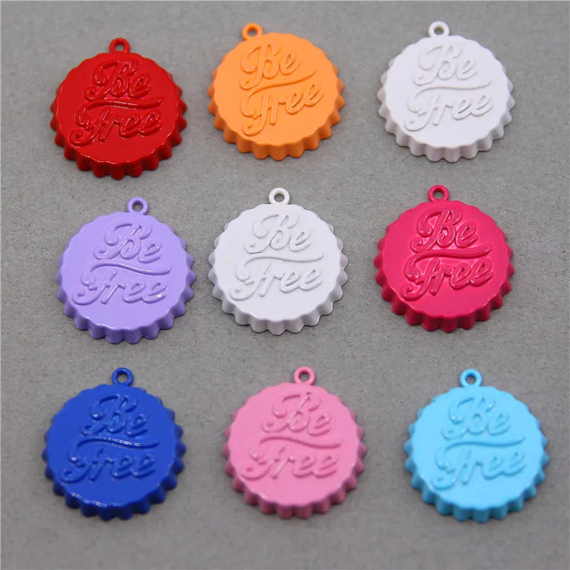 50pcs Drip Beer Bottle Cap Zinc Alloy Enamel Charms for DIY Necklaces Bracelets