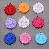 50pcs Drip Beer Bottle Cap Zinc Alloy Enamel Charms for DIY Necklaces Bracelets