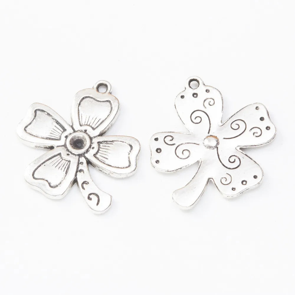 50pcs Antique Bronze Four Leaf Clover Charms Pendants for DIY Jewelry Making