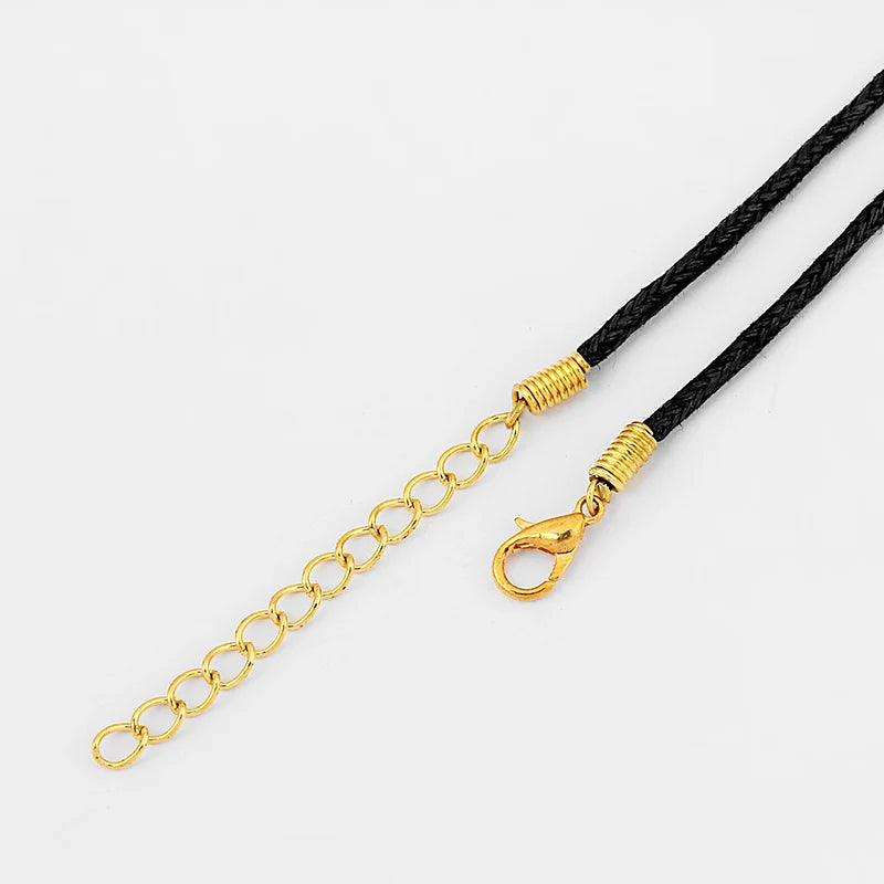 50pcs 2mm Wax Cotton Cord End Lobster Clasp Chain Pendant DIY Jewelry Necklace