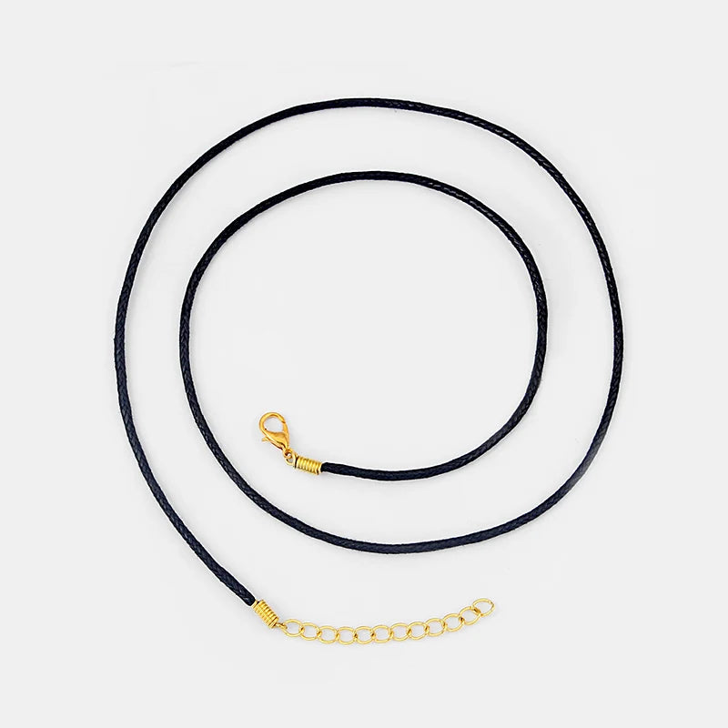 50pcs 2mm Wax Cotton Cord End Lobster Clasp Chain Pendant DIY Jewelry Necklace