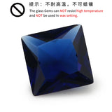 50pcs Square Glass Stones Rose Red Green 2x2~12x12mm Loose