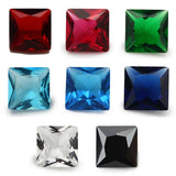 50pcs Square Glass Stones Rose Red Green 2x2~12x12mm Loose