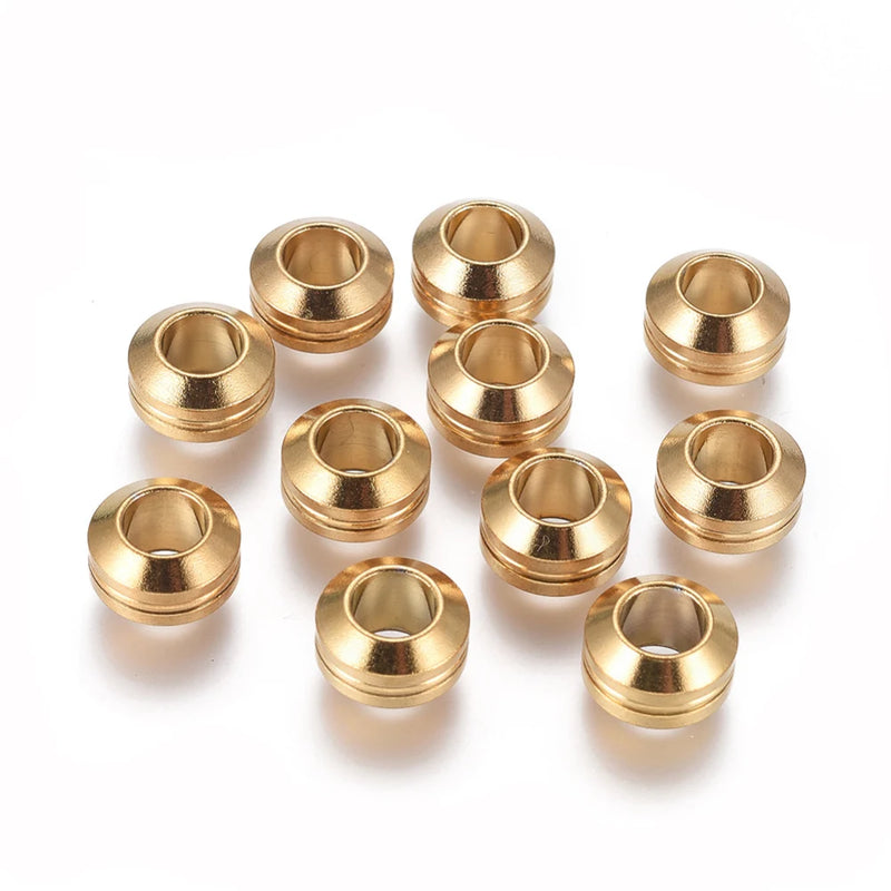 50pcs Stainless Steel Column Beads 11mm Grooved DIY Jewelry Making Supplies